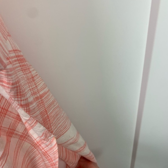 J Jill Love Linen Maxi Dress LARGE orange White Lagenlook Coastal Pockets - Picture 4 of 9